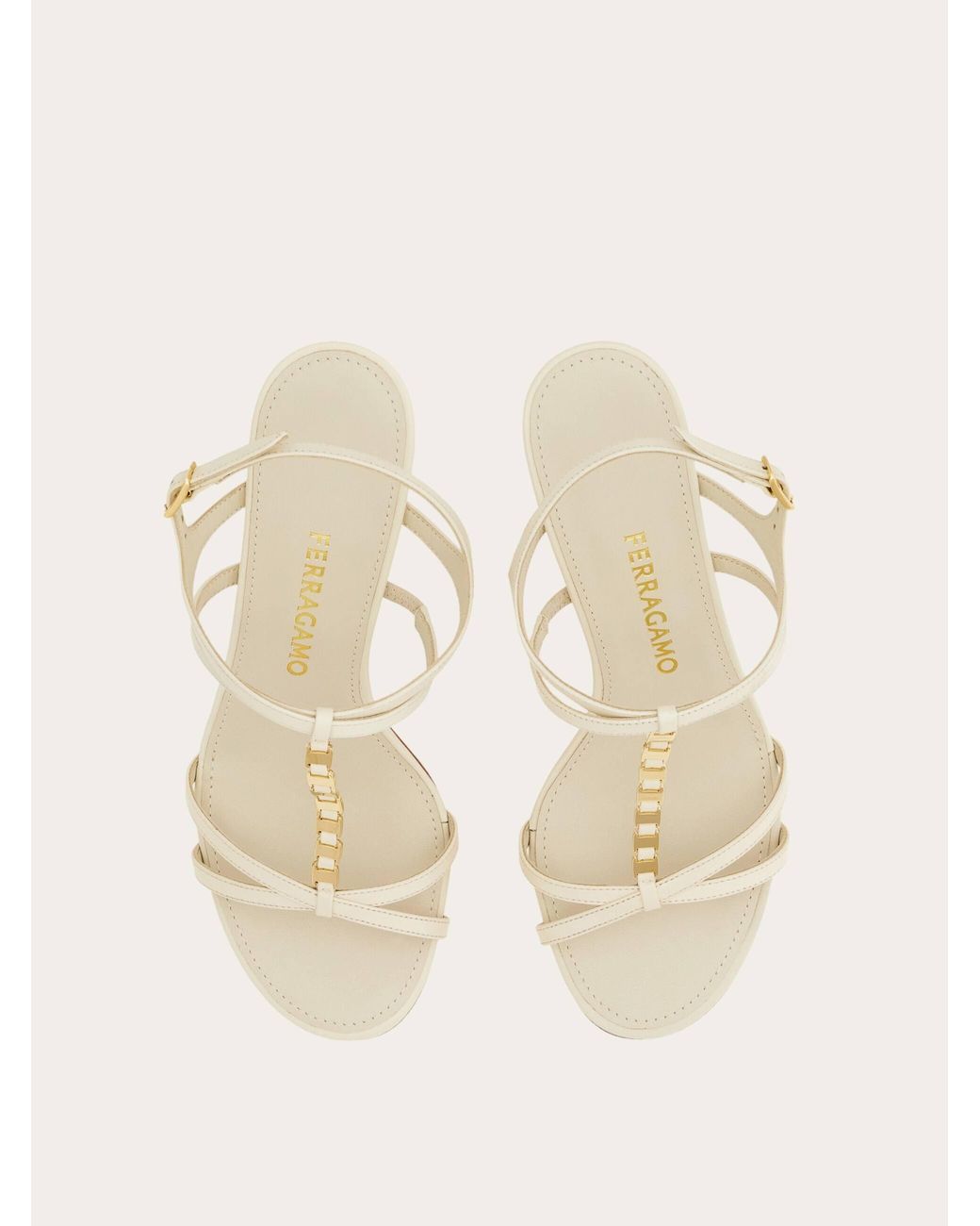 Ferragamo Natural Vara Chain T-Strap Sandal