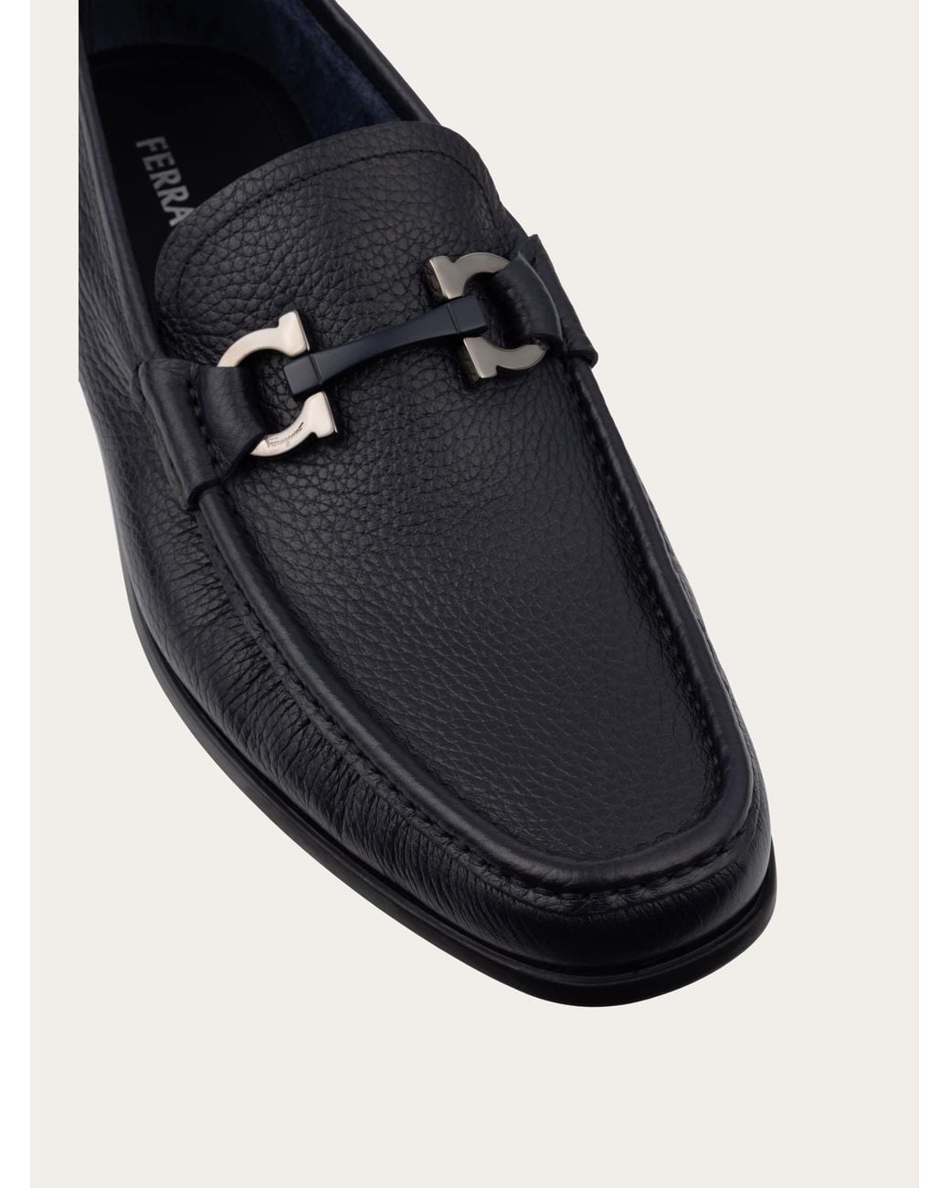 Ferragamo White Gancini Ornament Loafer for men
