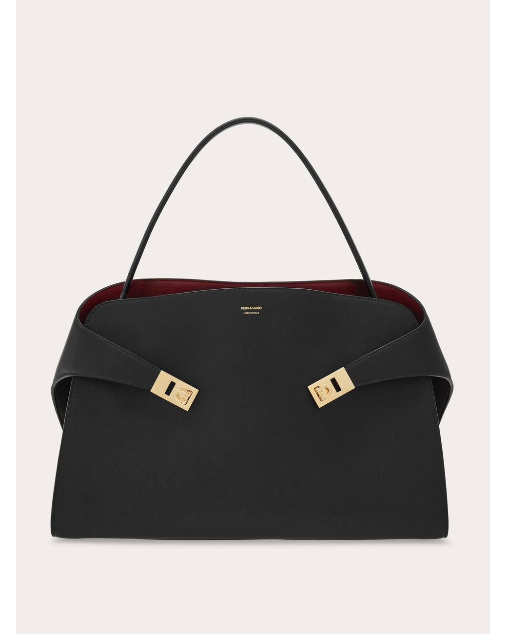 Ferragamo Black Hug Soft Bicolor Shoulder Bag (L)