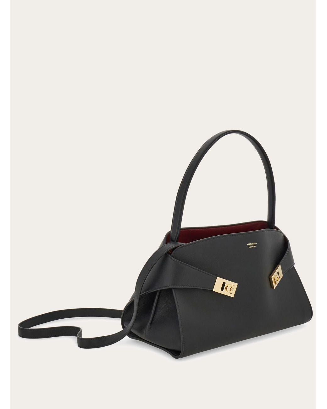 Ferragamo Black Hug Soft Bicolor Shoulder Bag (M)