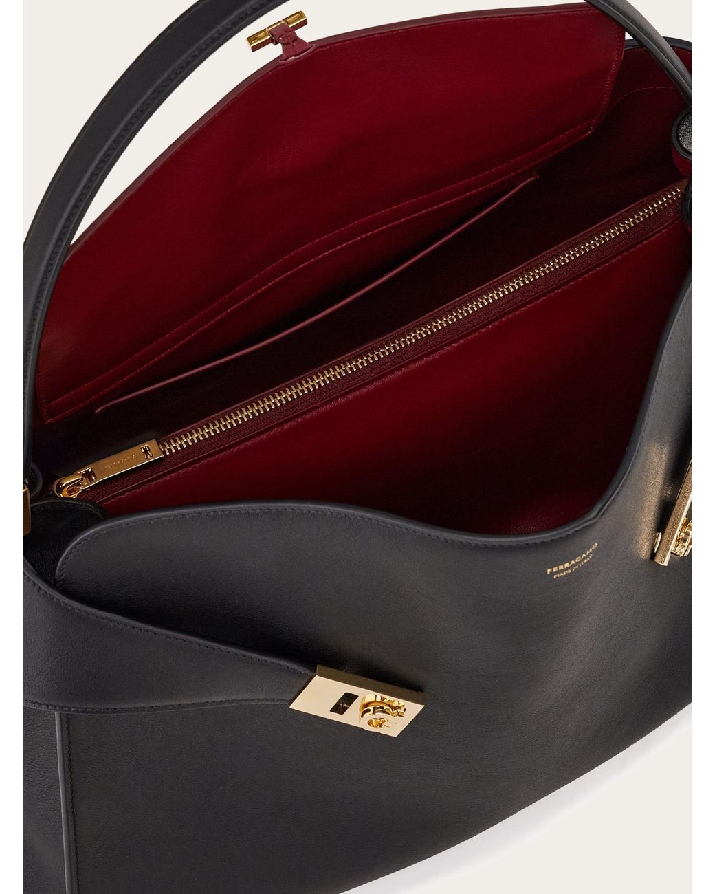 Ferragamo Black Hug Soft Bicolor Shoulder Bag (L)