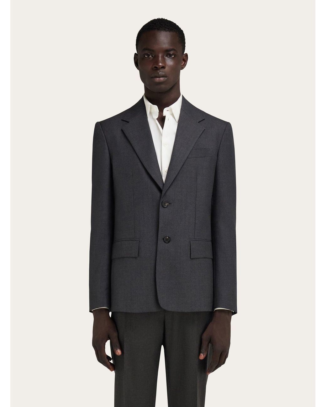 Ferragamo Blue Single-Breasted Pure Wool Blazer for men