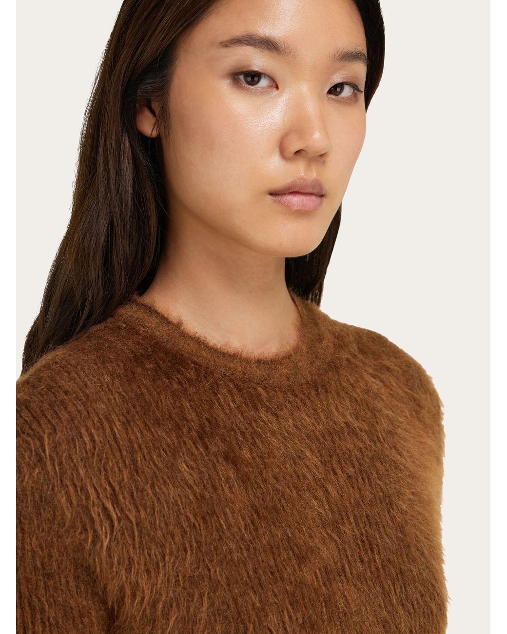 Ferragamo Brown Knitted Crew Neck Dress