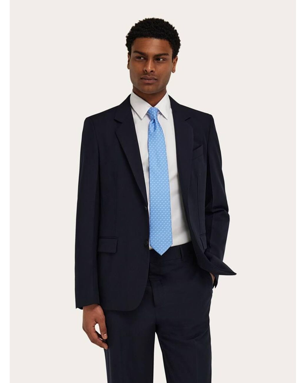 Ferragamo Blue Shark Print Silk Tie for men