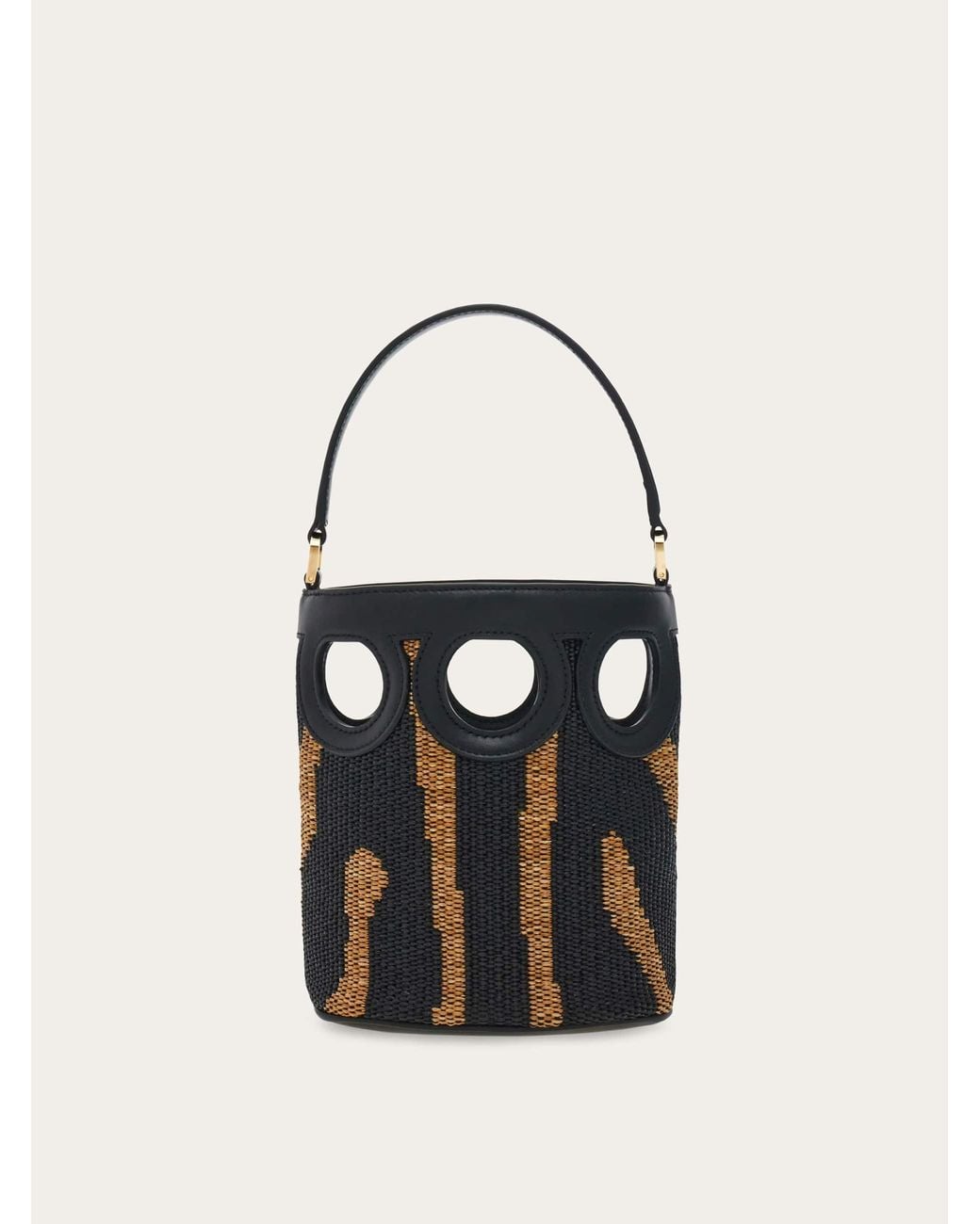 Ferragamo Black Gancini Outline Bucket Bag (Xs)