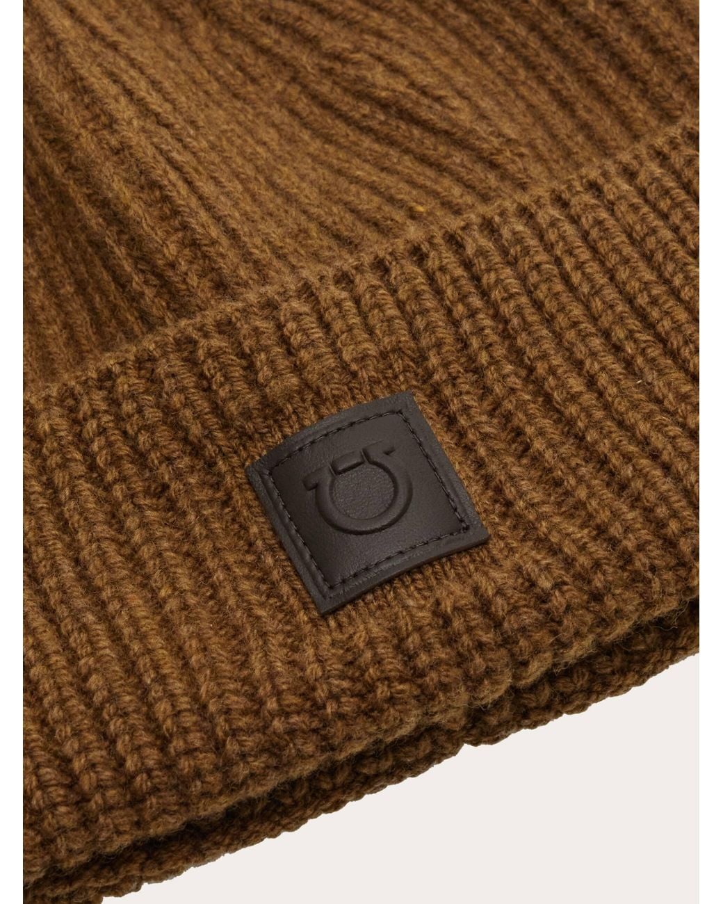 Ferragamo Brown Knitted Beanie for men