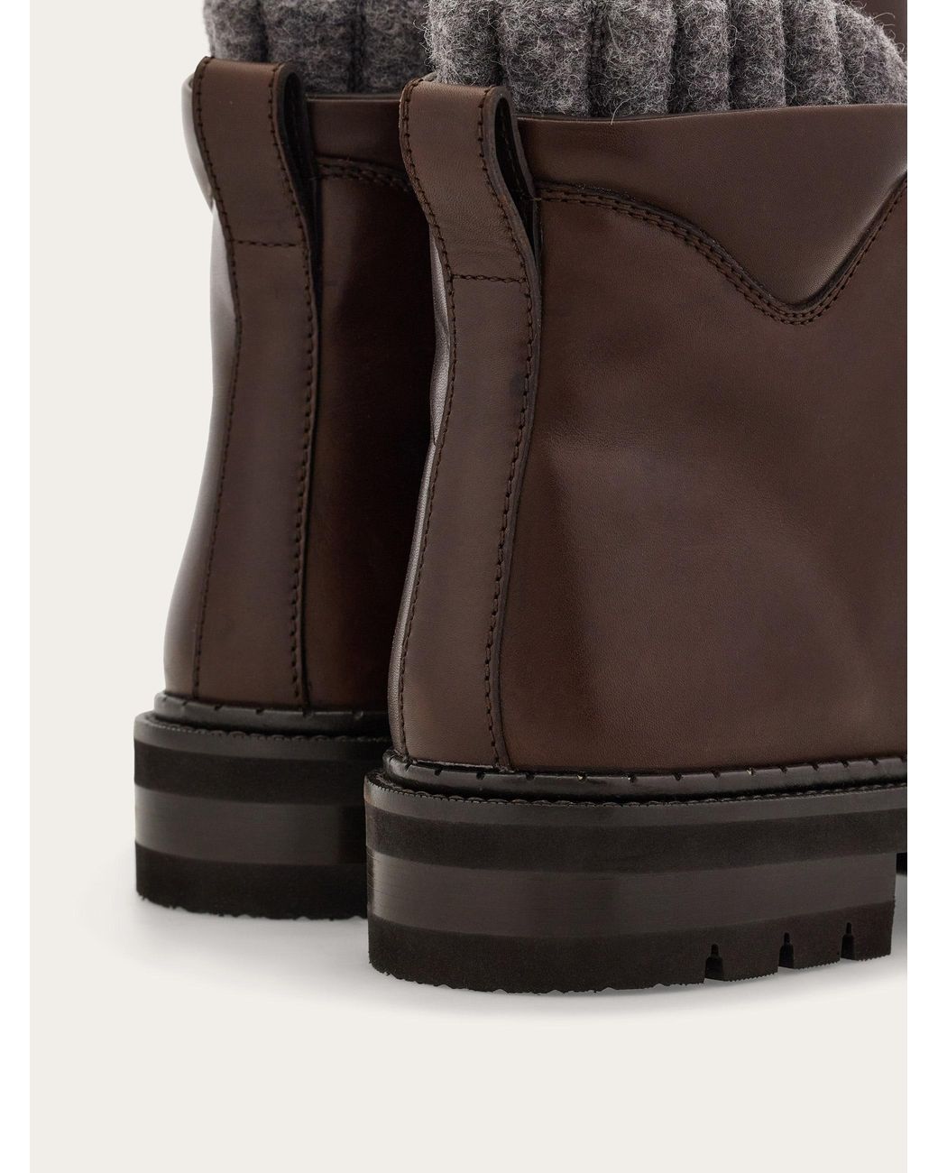 Ferragamo Brown Wool Lined Utility Boot for men