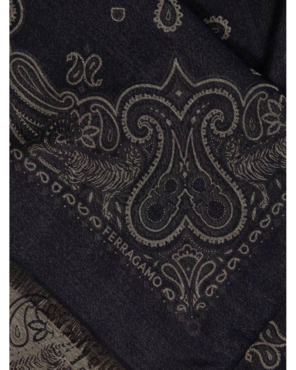 Ferragamo Blue Arabesque Print Stole for men