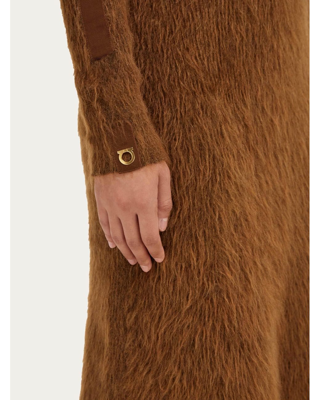 Ferragamo Brown Knitted Crew Neck Dress