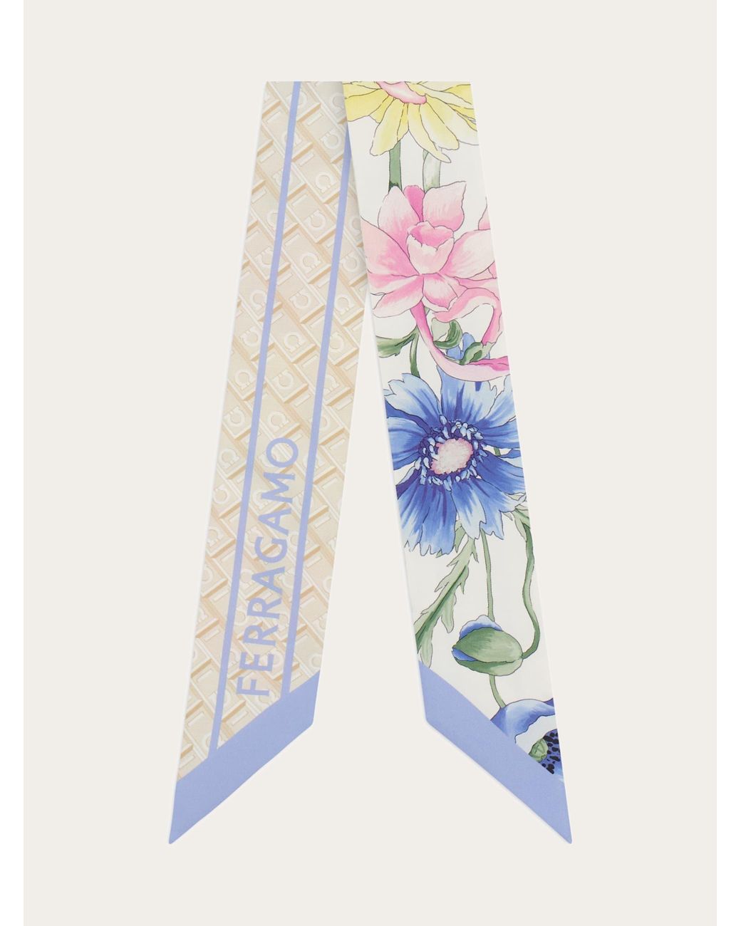 スカーフ Ferragamo Bandeau With Bouquet Print Ferragamo Bouquet Print Mini Bandeau in White | Lyst