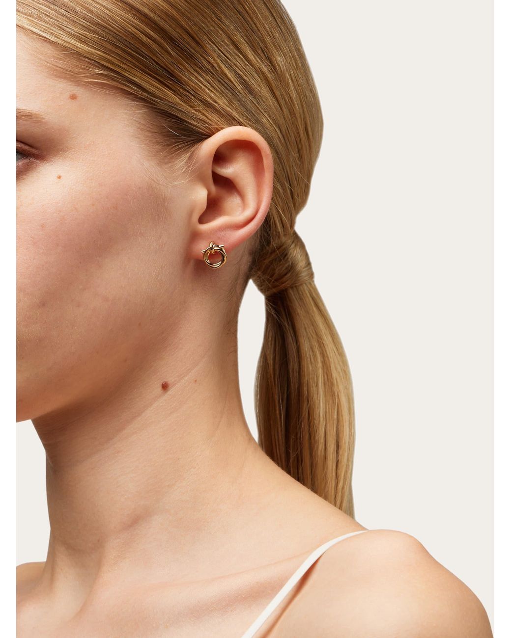 Ferragamo Natural Twisted Gancini Earrings