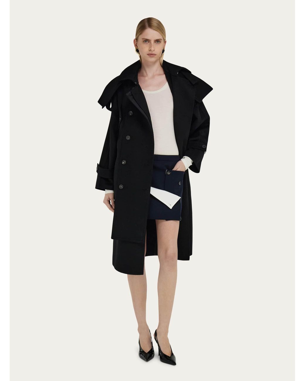 Ferragamo Blue Tailored Mini Skirt With Button Detail