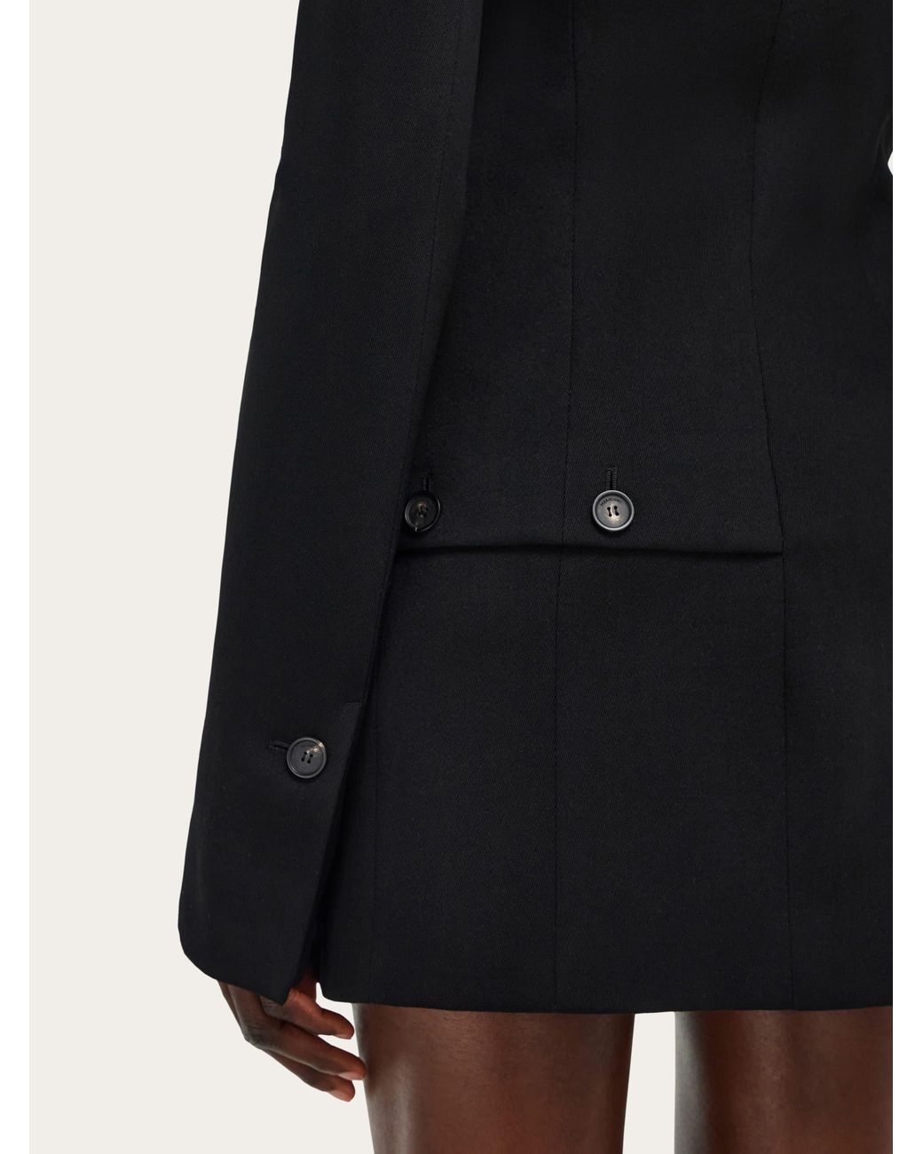 Ferragamo Black Wool Jacket With Button Detail