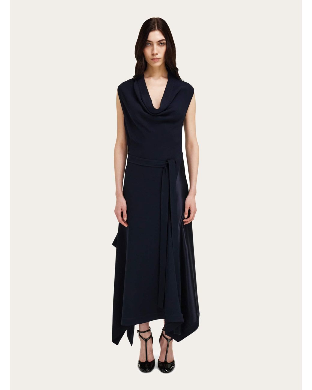Ferragamo Blue Asymmetric Dress