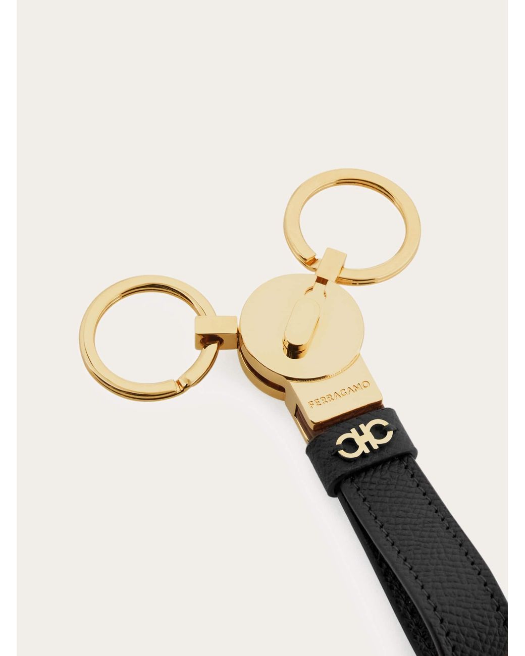 Ferragamo White Gancini Key Holder for men