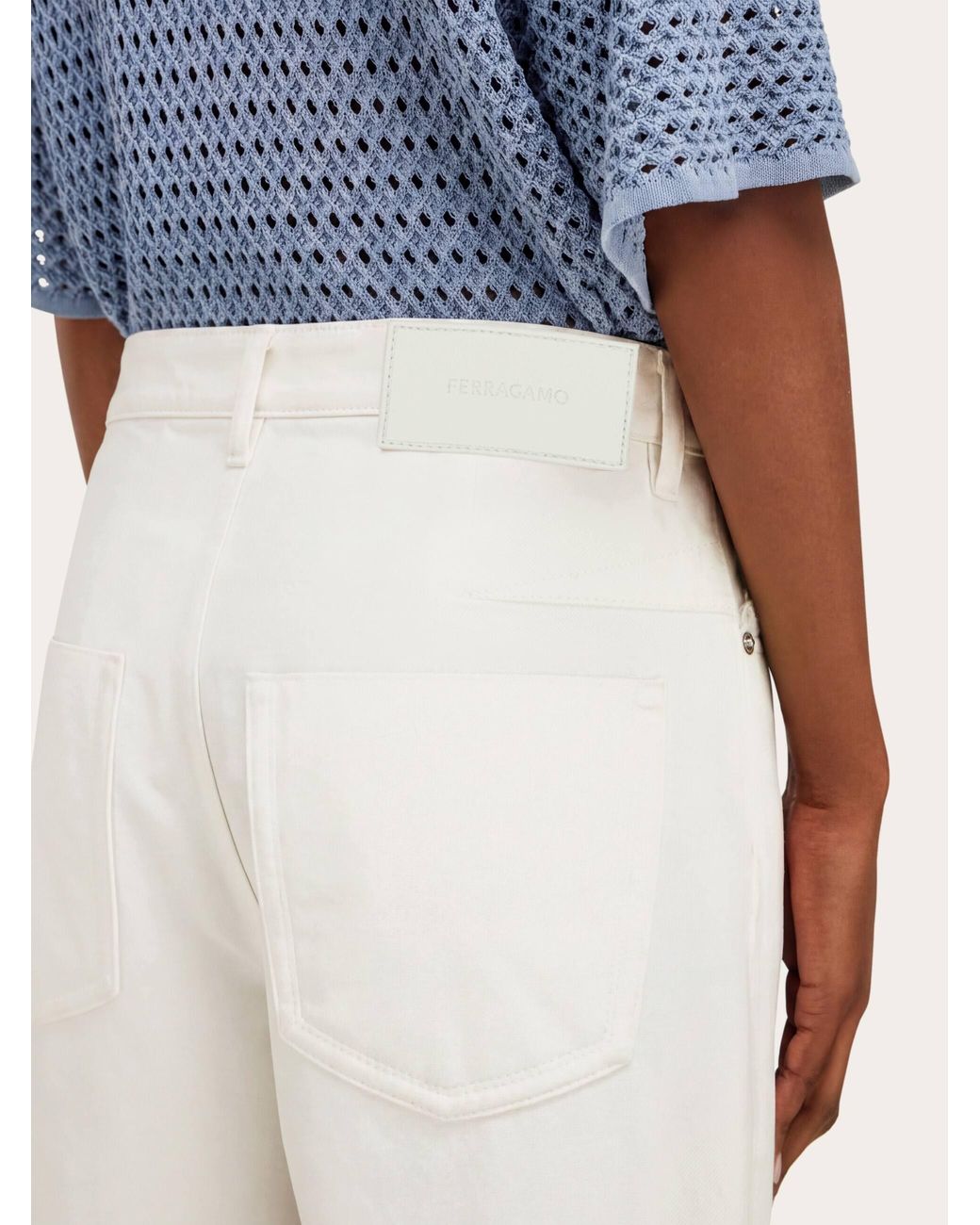 Ferragamo White Jeans With Frayed Detail