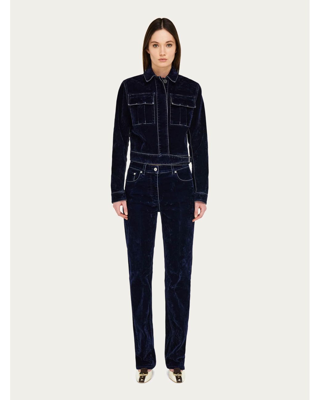 Ferragamo Blue Boxy Jacket