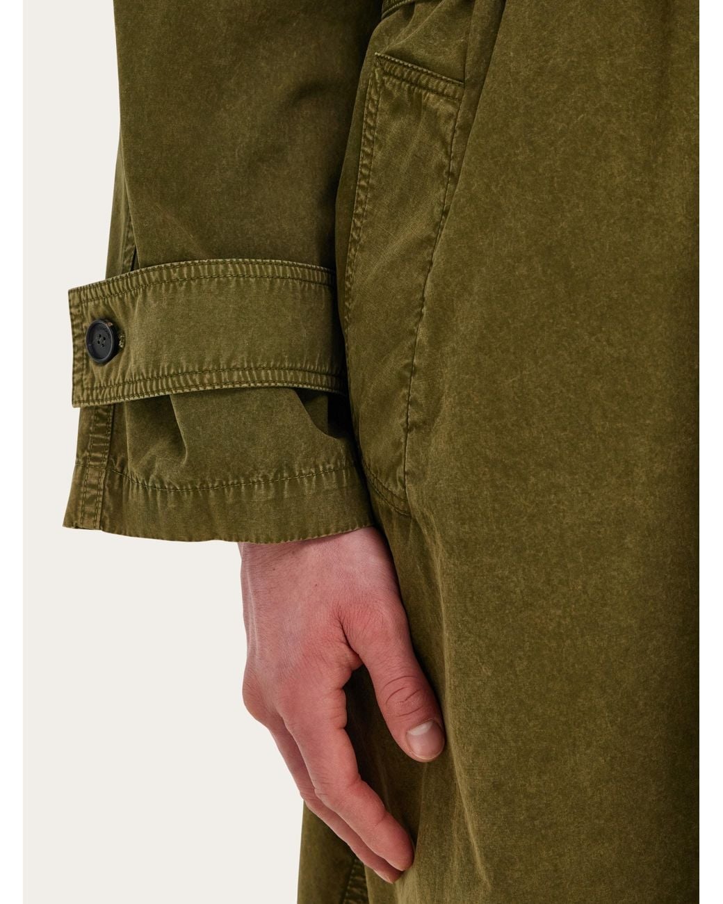 Ferragamo Green Single Breasted Trench Coat for men