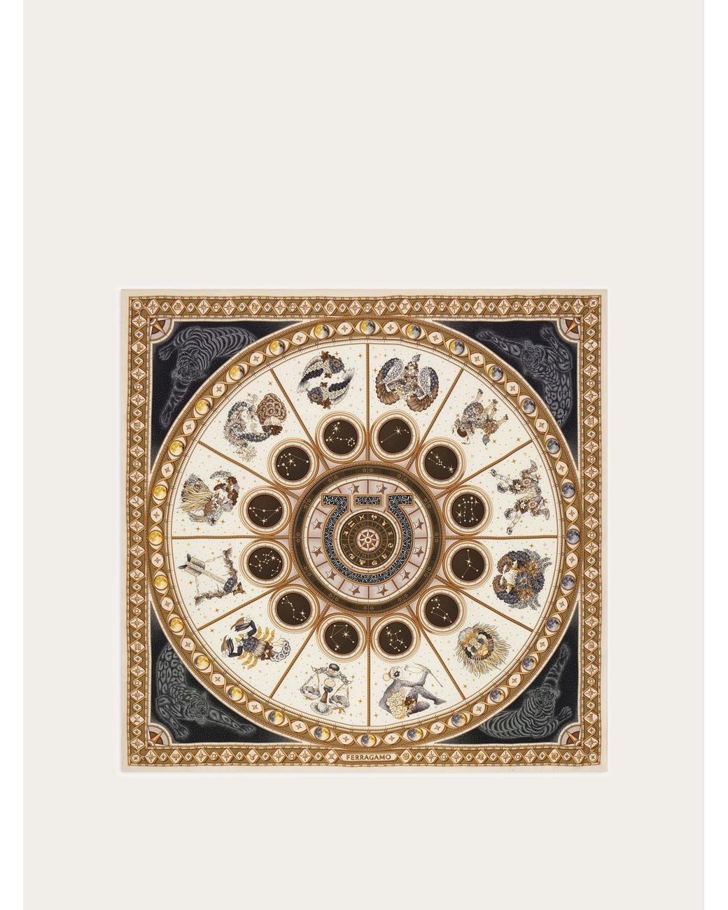 Ferragamo Natural Horoscope Print Silk Scarf