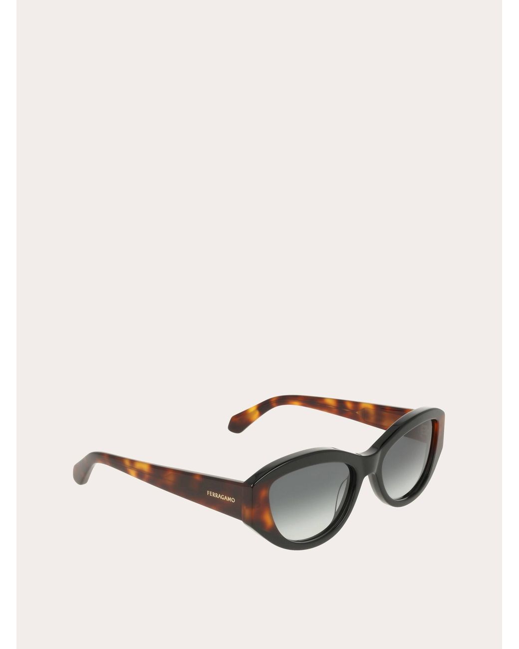 Ferragamo Black Oval Frame Sunglasses