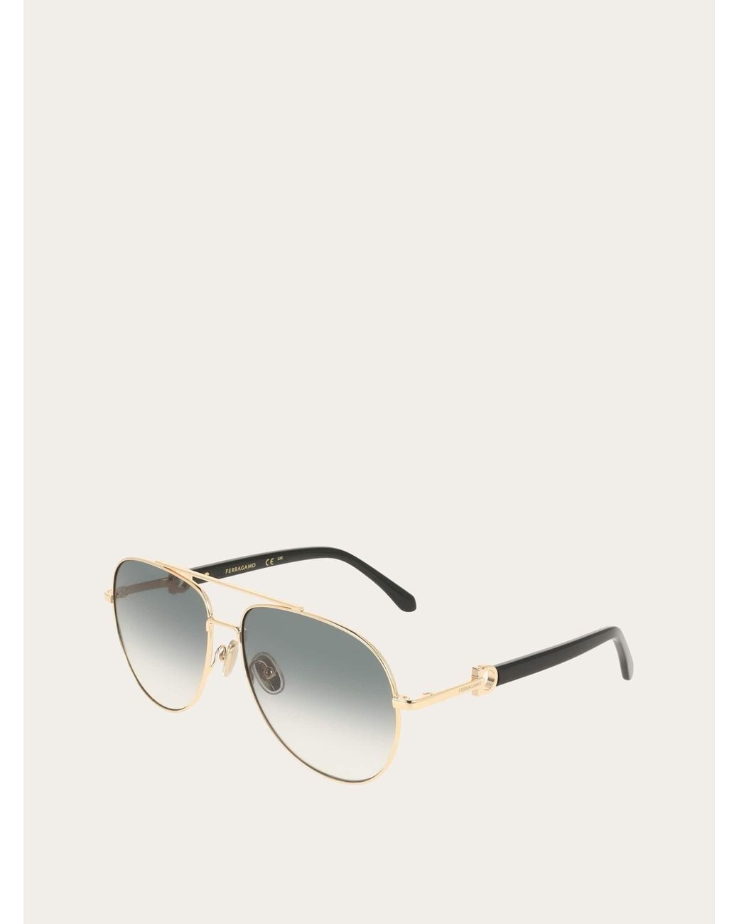 Ferragamo White Aviator Frame Sunglasses