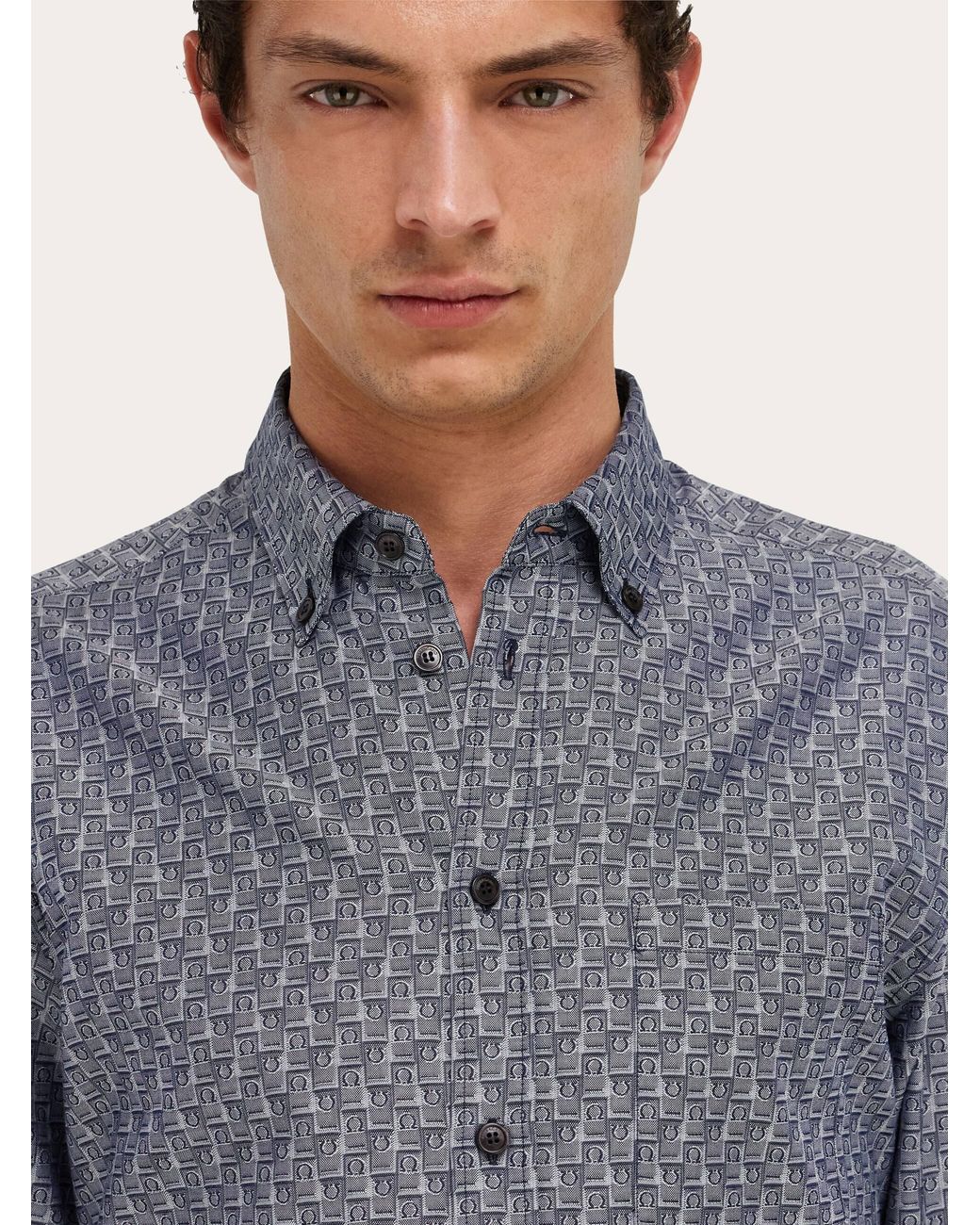 Ferragamo Blue Monogram Shirt for men