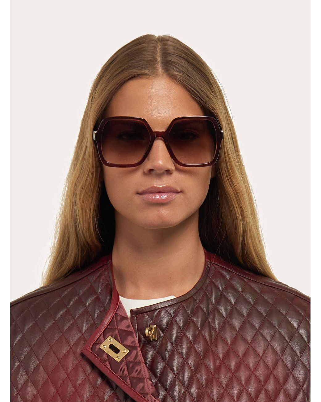 Ferragamo Pink Square Frame Sunglasses
