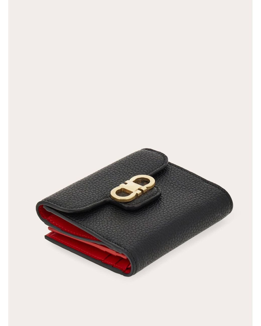 Ferragamo Black Gancini Compact Wallet