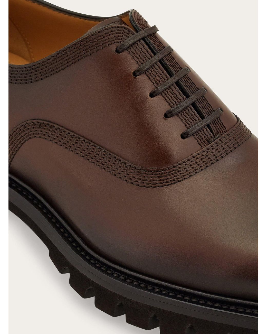 Ferragamo Brown Oxford Brogue With Chunky Tread for men