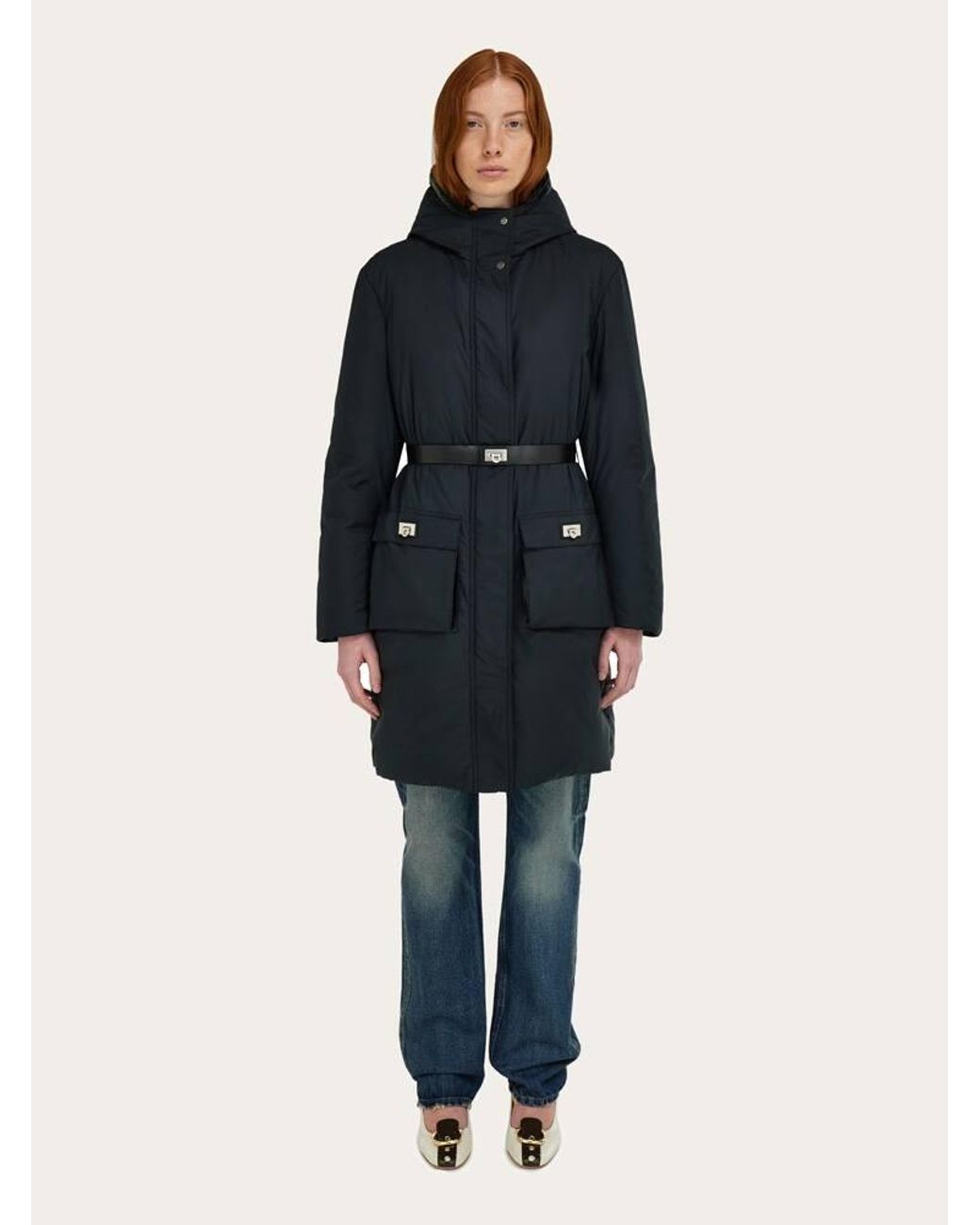 Ferragamo Blue Padded Parka Jacket for men