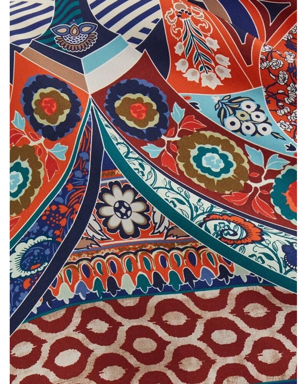 Ferragamo Blue Monile Print Silk Scarf