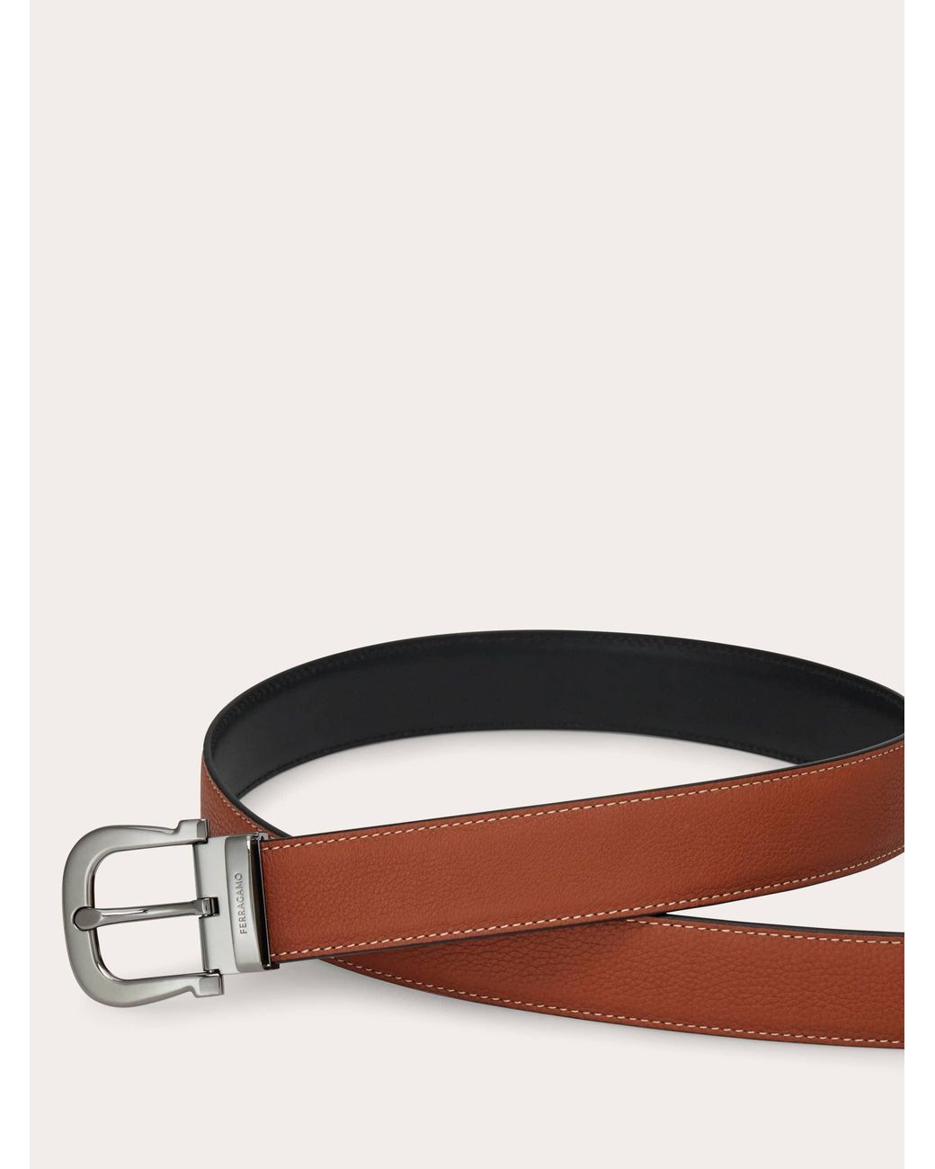 Ferragamo Brown Reversible And Adjustable Gancini Belt for men