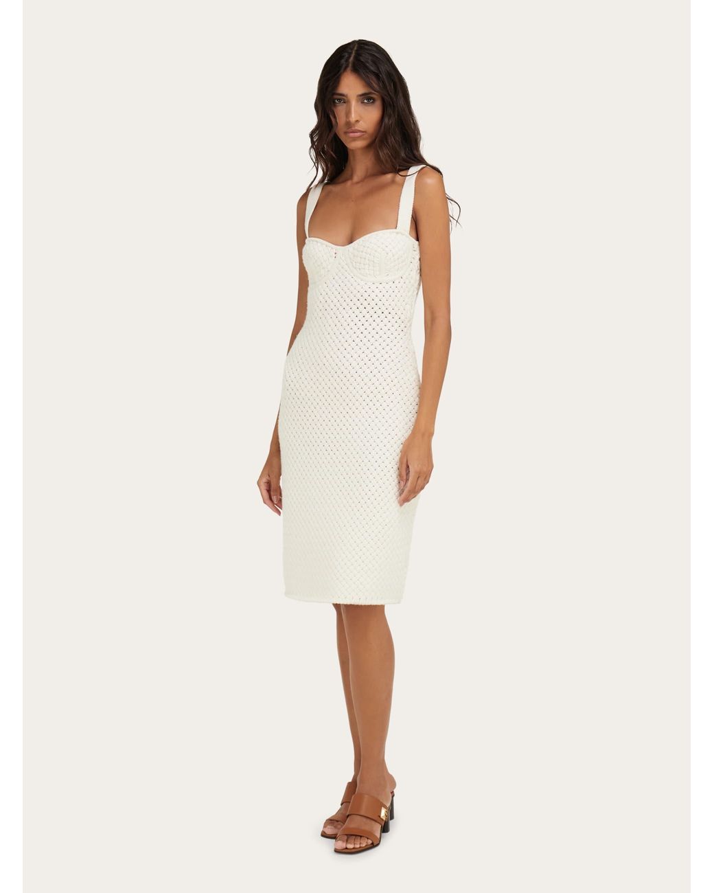 Ferragamo White Knitted Dress