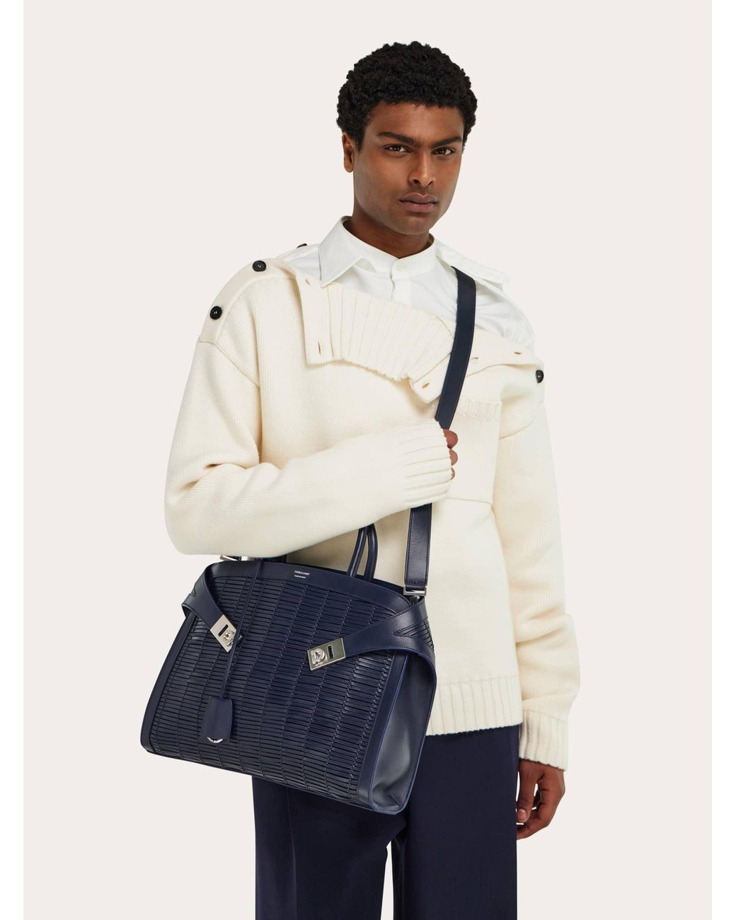 Ferragamo Blue Hug Tote Bag for men