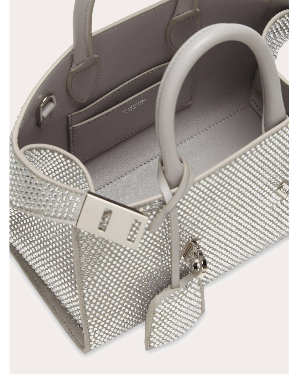 Ferragamo Natural Hug Handbag With Crystals (Xs)