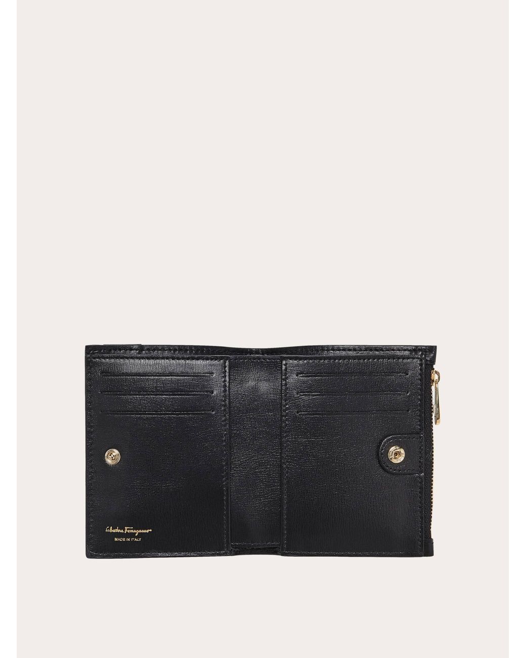 Ferragamo Black Vara Bow Compact Wallet