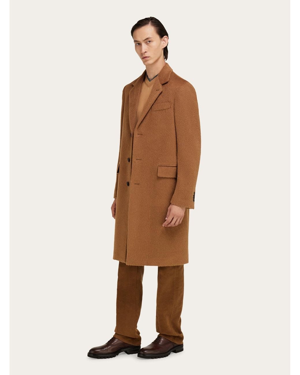 Ferragamo Brown Single-Breasted Coat for men