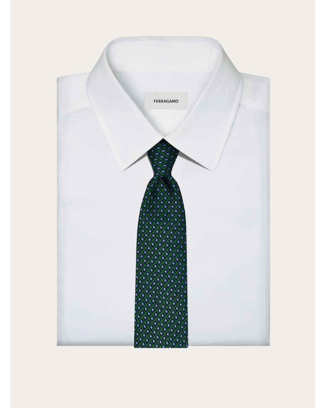 Ferragamo Green Jacquard Tie for men