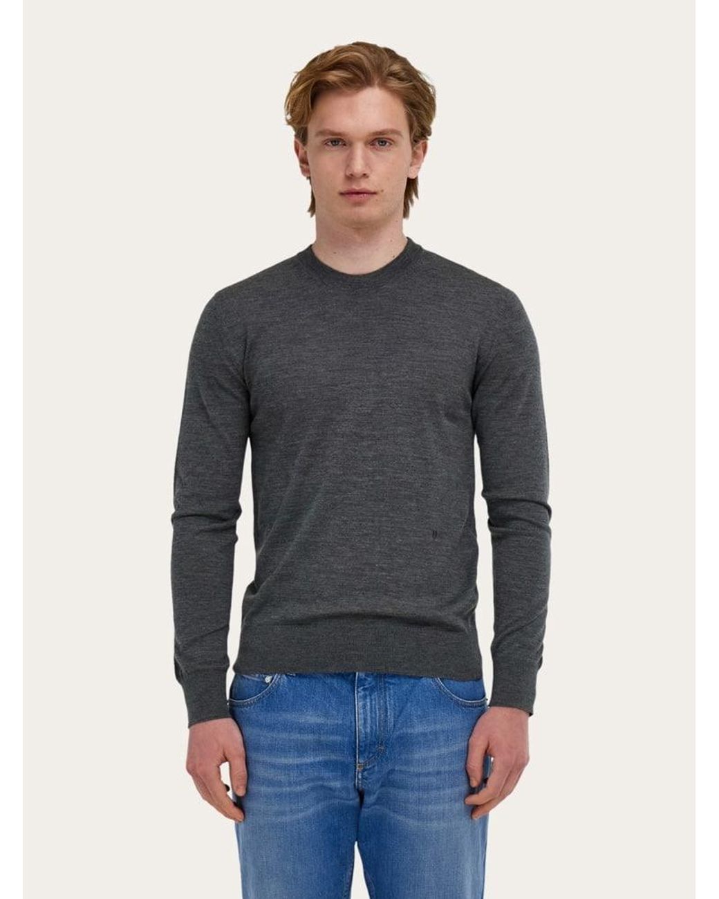 Ferragamo Blue Crew Neck Pullover for men