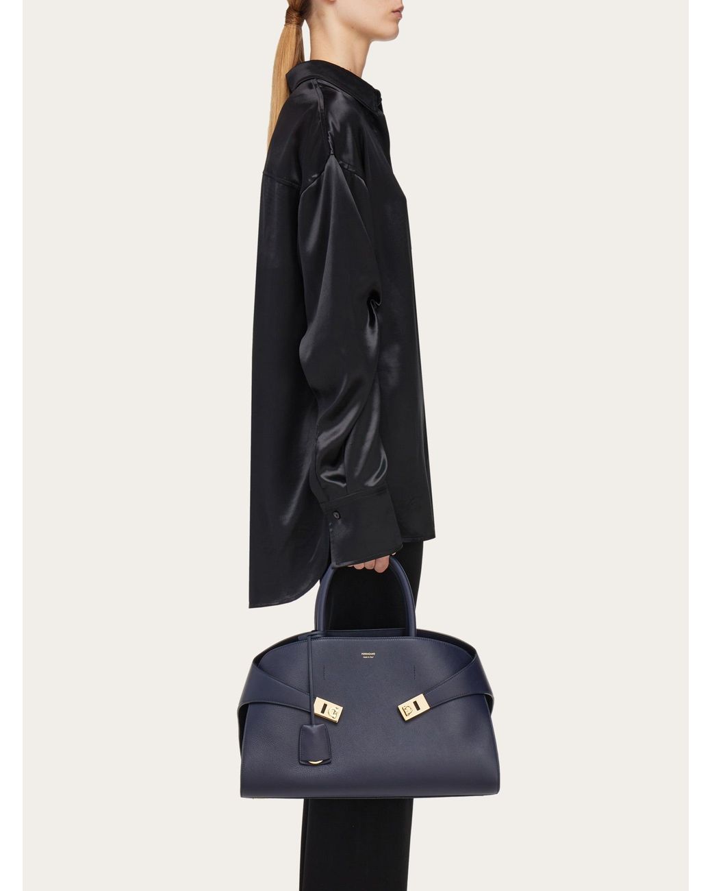 Ferragamo Blue Hug Handbag (L)