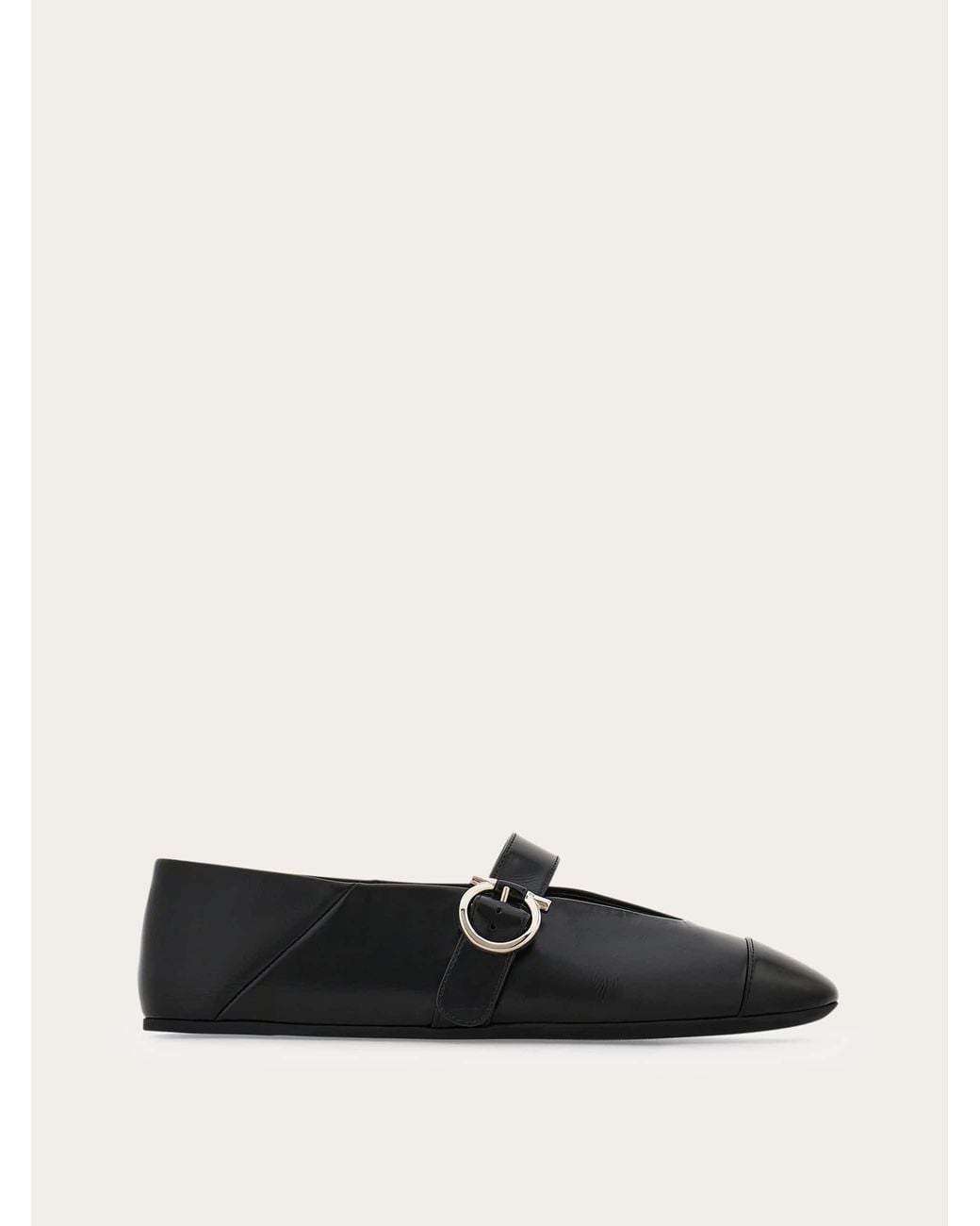 Ferragamo White Gancini Buckle Ballet Flat