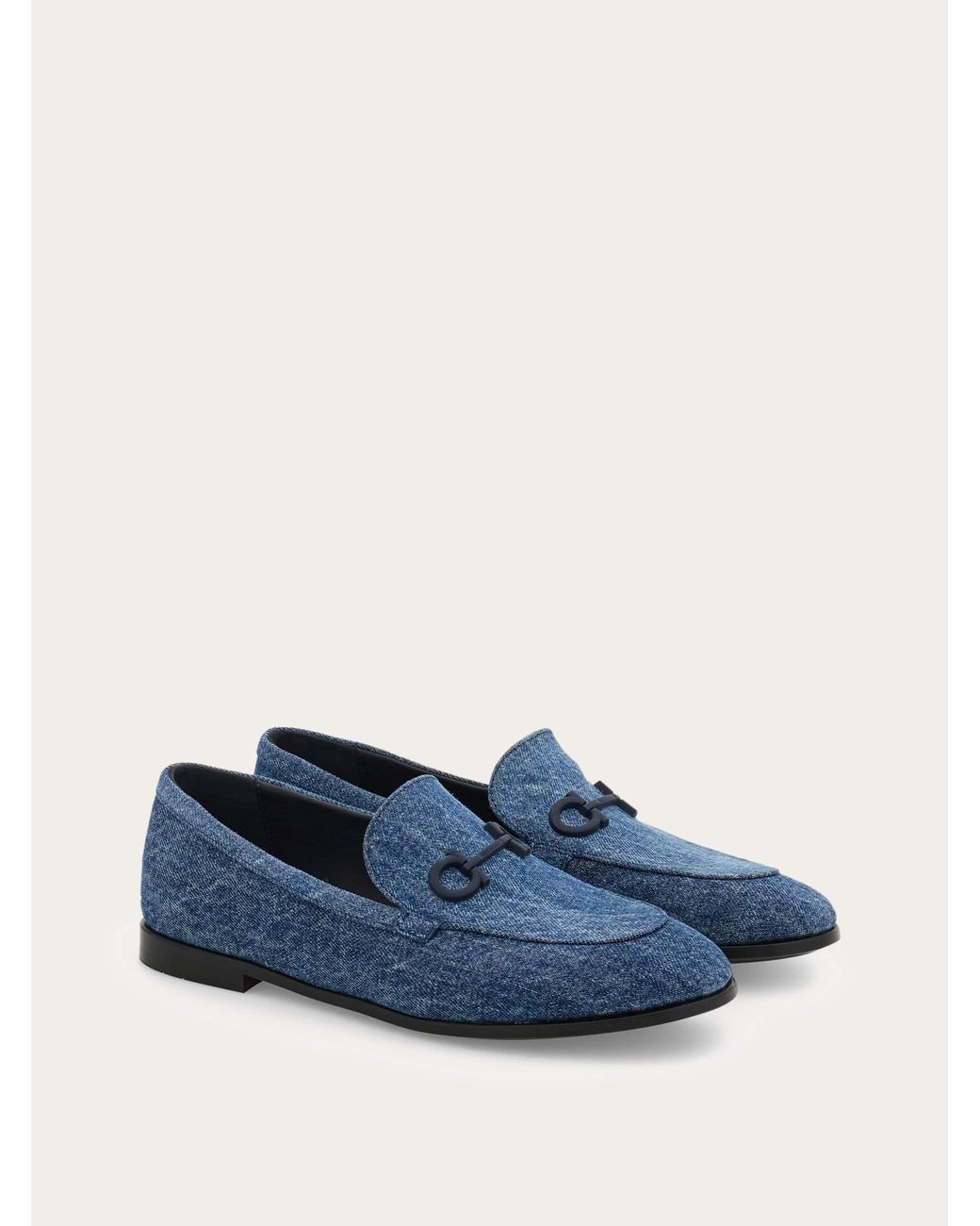 Ferragamo Blue Gancini Ornament Loafer