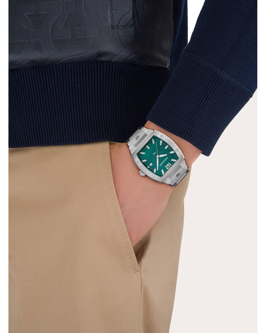 Ferragamo Blue F80 Tonneau 3H Watch for men