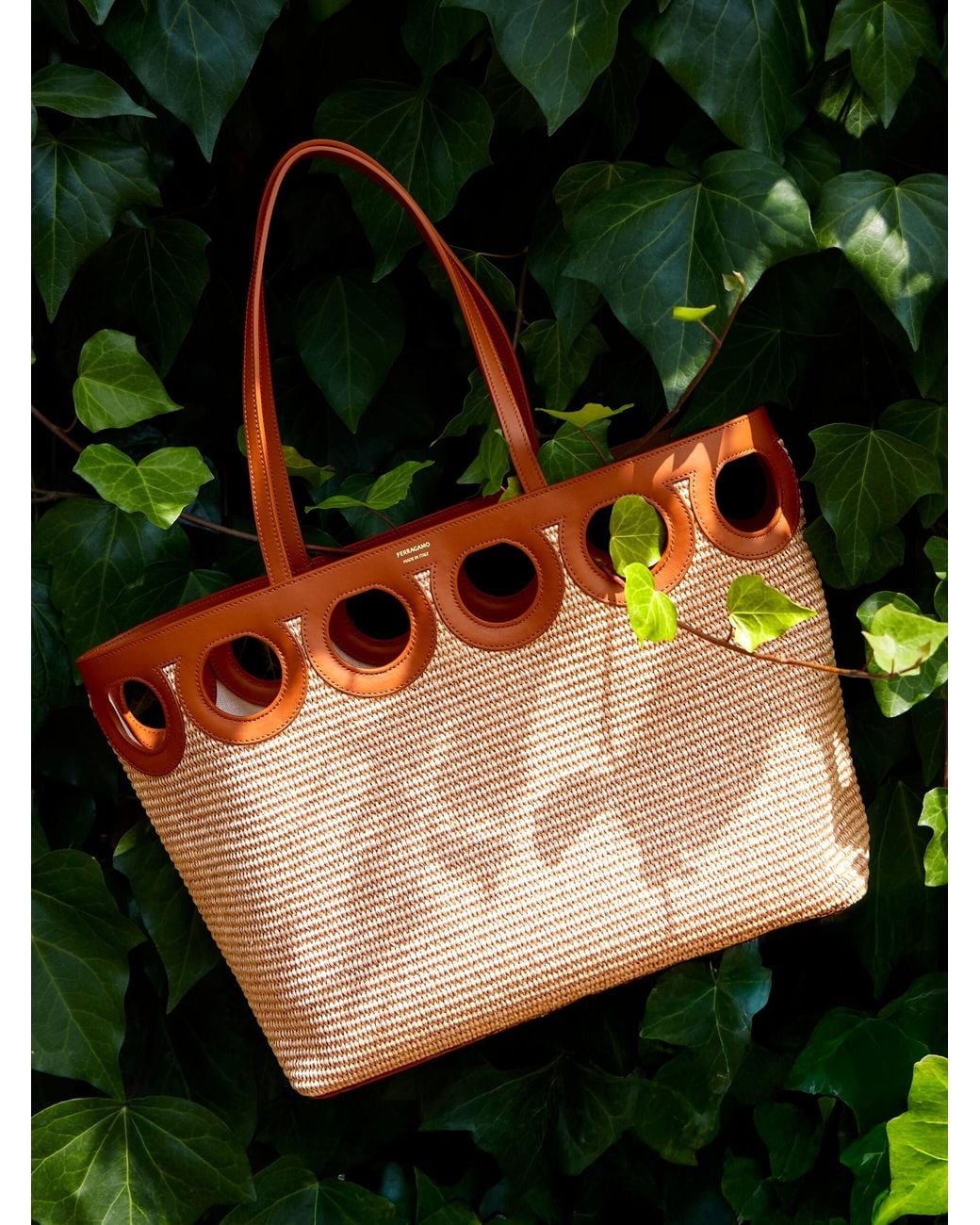 Ferragamo Natural Gancini Outline Tote Bag (L)