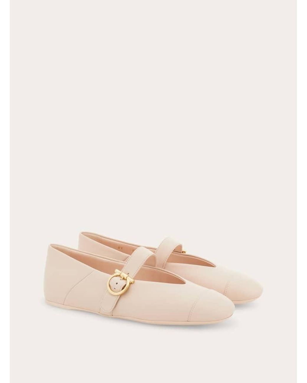 Ferragamo Natural Gancini Buckle Ballet Flat .5