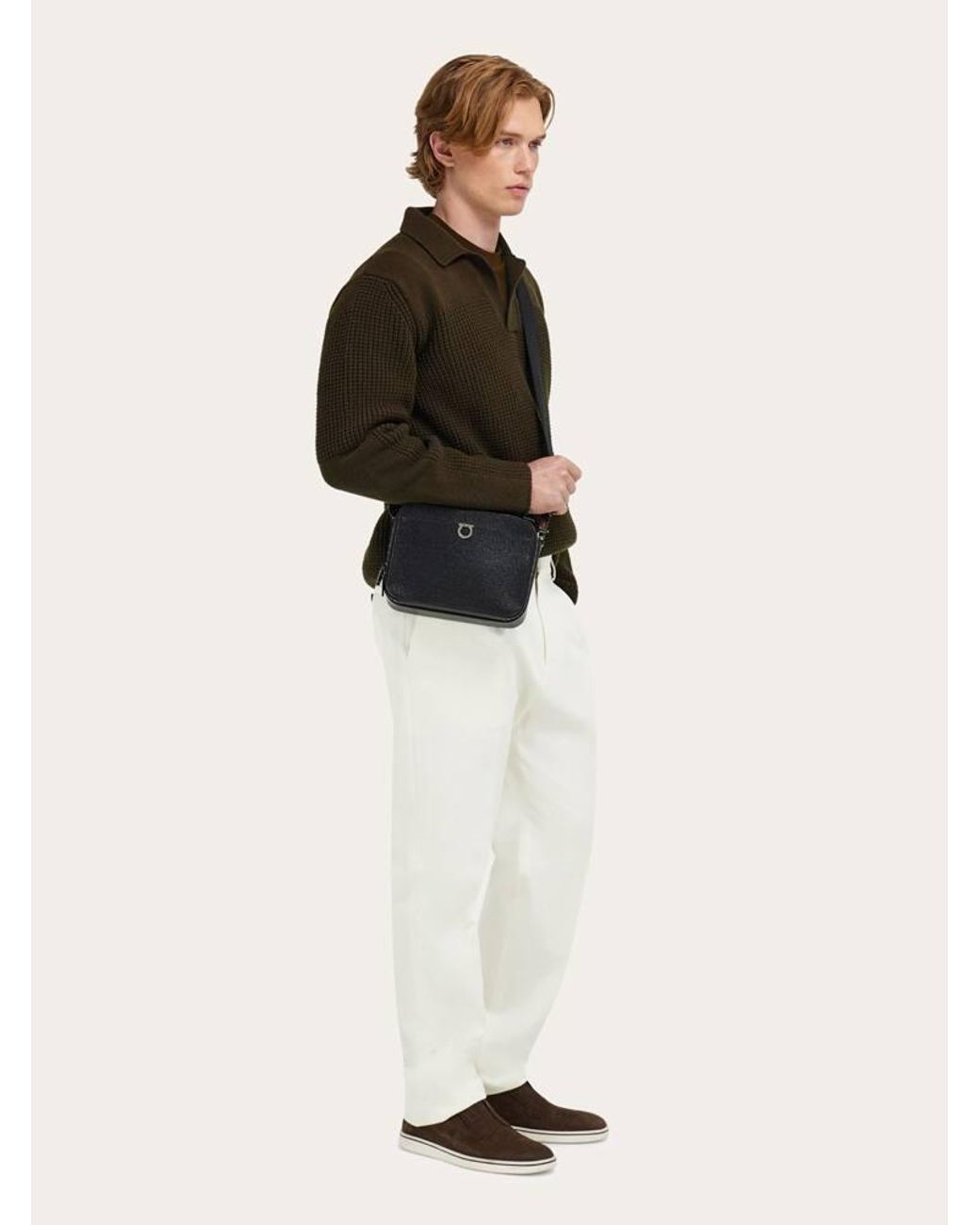 Ferragamo Blue Gancini Cross Body Bag for men