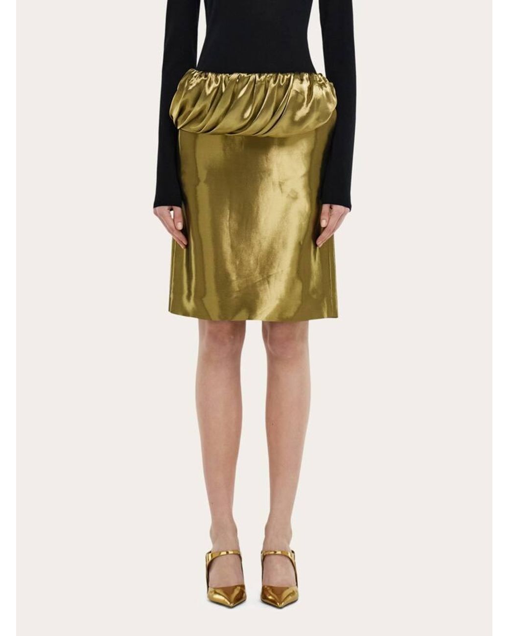 Ferragamo Green Liquid Lamé Skirt