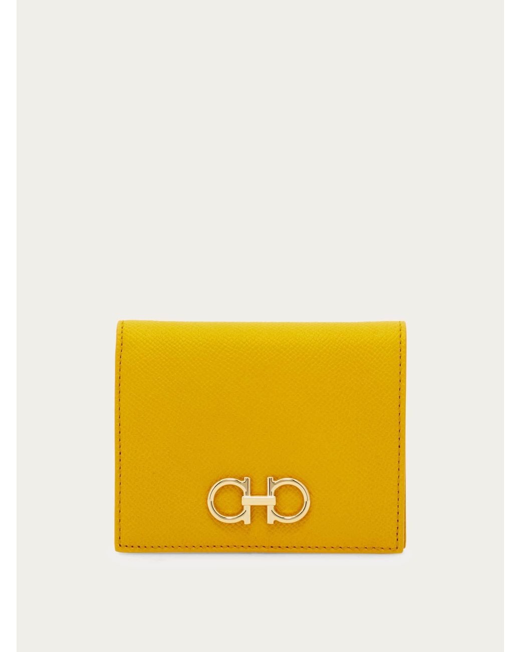 Ferragamo Yellow Gancini Compact Wallet