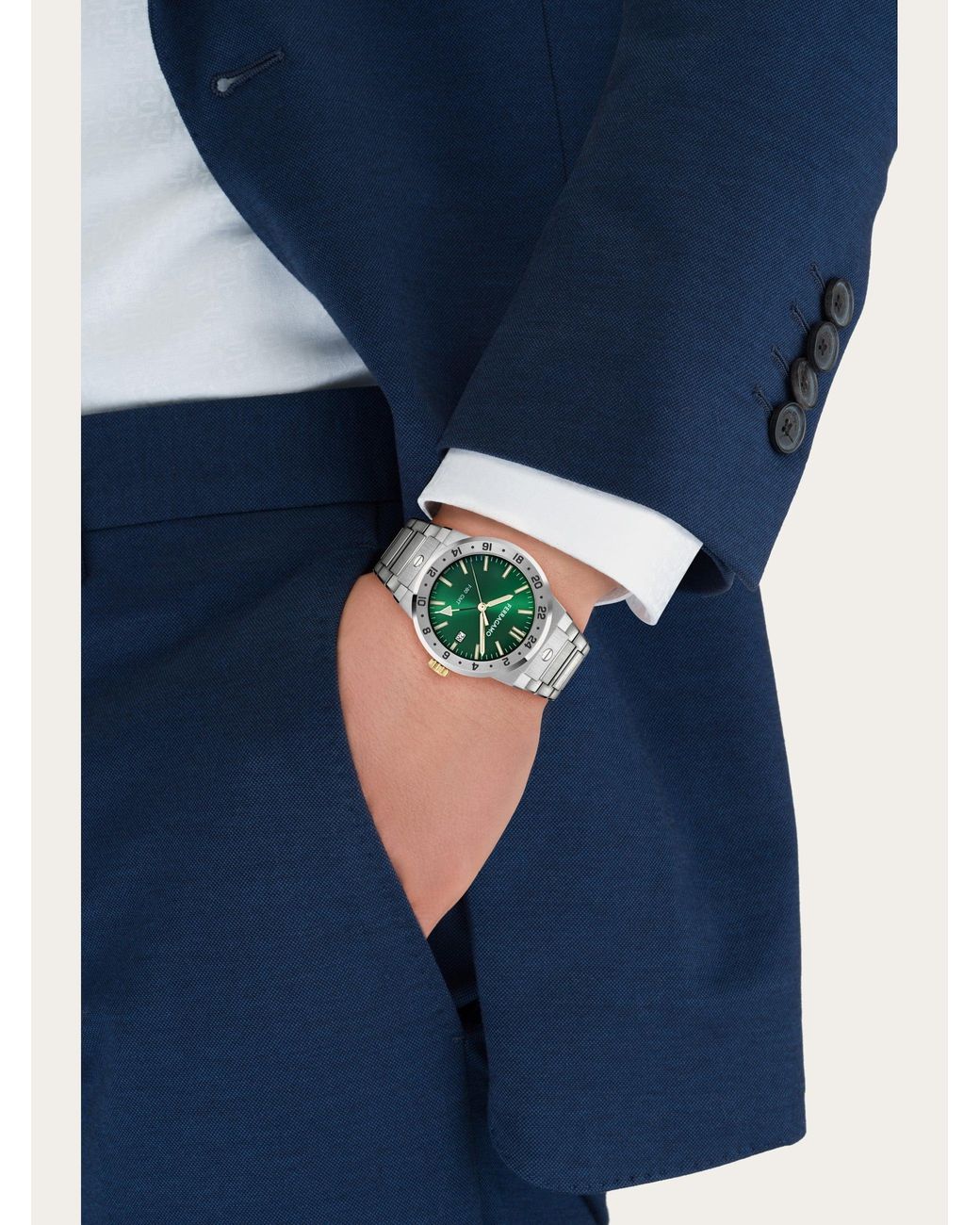 Ferragamo White F-80 Classic Gmt Watch for men