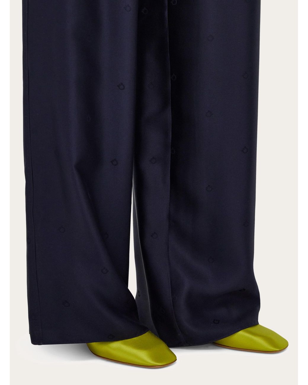 Ferragamo Blue Silk Trouser